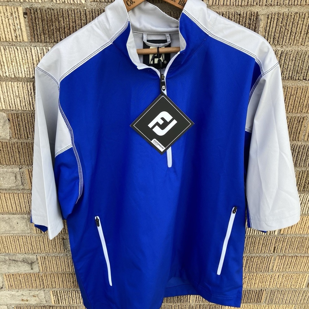 Footjoy Mens Small Wind Shirt Golf Jacket Blue & Silver SS Pullover Layer‎ NWT